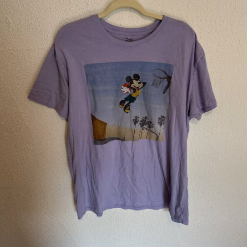 Disney Basketball Mickey Mouse Purple T Shirt size XL